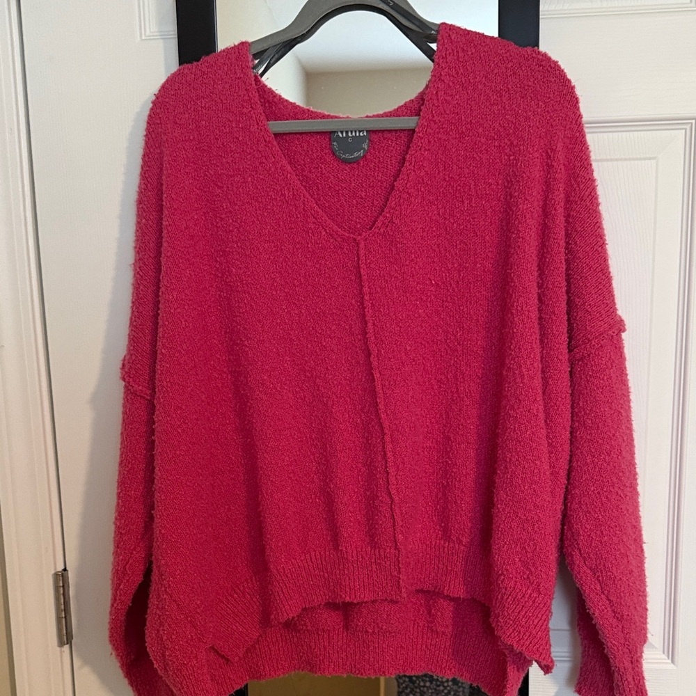 ARULA Vibrant Pink V-Neck Sweater